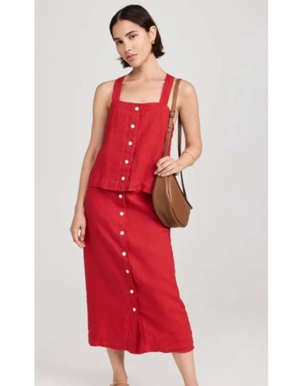 Alex Mill Zoe Set Red Linen XS